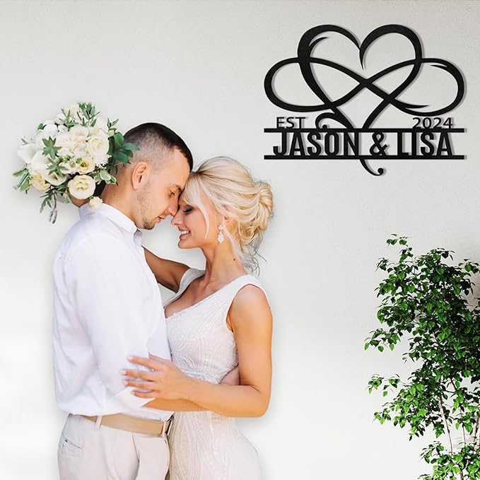 Metal Signs Customized, Infinity Heart Wall Decor, Custom Couple's Name Sign, Personalized Wedding Sign for Couples 2025, Unique Infinity Heart Metal Art, Valentines Day Gift, Home Decor Gift-Ruum Studio Home