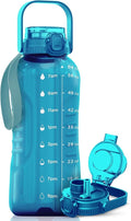 AQUAFIT 64 oz Water Bottle with Time Marker - 2in1 Straw & Chug Lid - BPA Free Big Water Bottle with Straw - Gym Water Bottle with Strap - Water Jug (64 Ounces, Aqua)-Ruum Studio Home