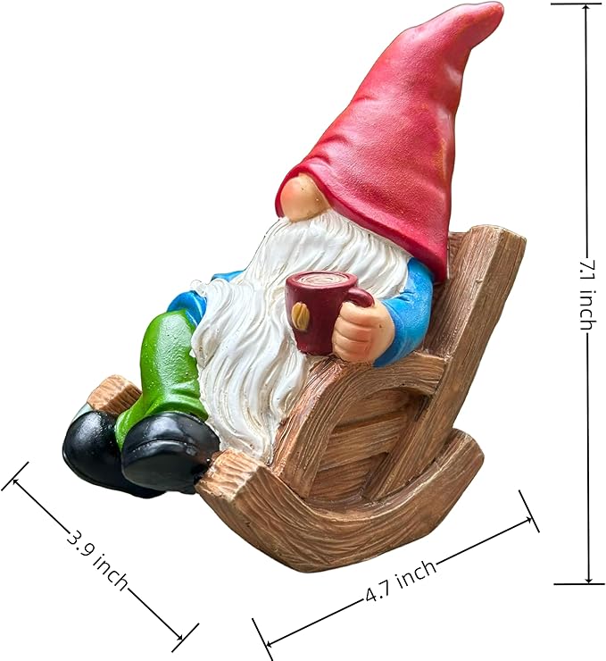 Drinking Coffee Faceless Garden Gnome Statue Decoration 7.1" Figurine Ornament for Indoor Outdoor Home Patio Yard Lawn-Ruum Studio Home