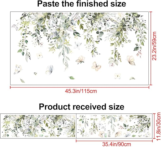 Amaonm Creative Removable Rainforest Plants Wall Decals Hanging Green Leaves and Vines Wall Stickers 3D Home Wall Corner Background Decoration Decor for Kids Girls Bedroom Nursery Offices Living Room-Ruum Studio Home