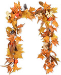 Lvydec Fall Maple Leaves Garland Decoration -6ft Artificial Fall Foliage Garland with White Pumpkins Pine Cone Autumn Decor for Halloween Thanksgiving Home Table Decor-Ruum Studio Home