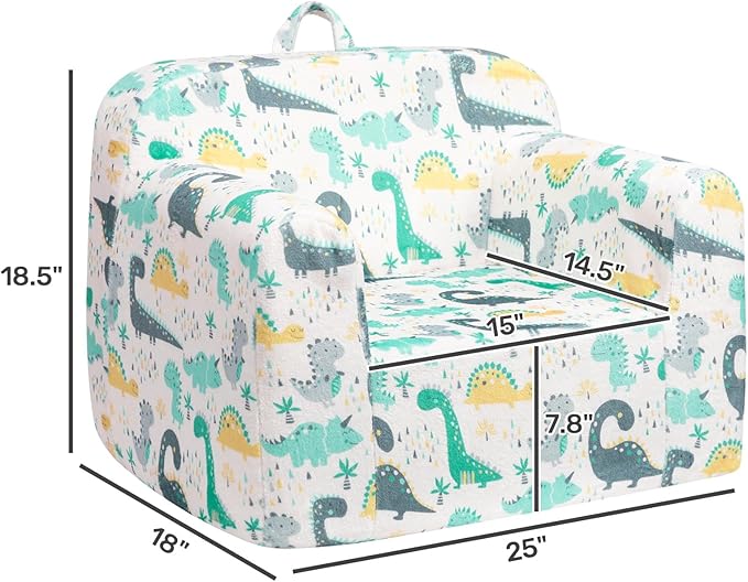 ALIMORDEN Kids Ultra-Soft Snuggle Foam Filled Chair, Single Cuddly Sofa for Boys and Girls, Dinosaur-Ruum Studio Home