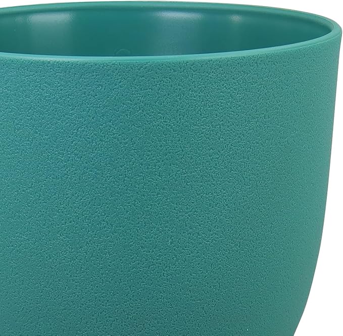 Flower Pots 10/9/8 inch, Set of 3 Modern Decorative Plastic Planters with Drainage Holes and Tray for House Plants Indoor Flowers Plants, Plant Pots for Indoor Outdoor Plants, Blue Green-Ruum Studio Home