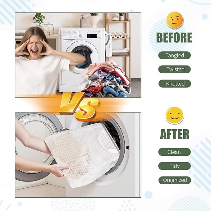 GWT 4Pcs 3D Mesh Laundry Bags with Hanging Handles (S/M/L/XL) - Durable Zippered Wash Bags for Delicates, Shoes & Bulk Clothes - Space-Saving Foldable Design-Ruum Studio Home