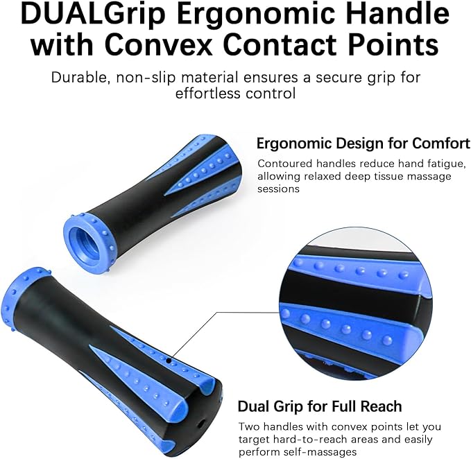 Muscle Roller Stick for Athletes - Deep Tissue Fascia Blaster & Roller Massager for Myofascial Pain Relief - Handheld Physical Therapy & Recovery Tool(Blue black-18 inch)-Ruum Studio Home