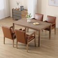 Kmax Modern Dining Chairs Set of 4 Faux Leather Kitchen Arm Chairs Upholstered Accent Chairs with Wooden Legs for Dining Room, Living Room, Bedroom, Brown-Ruum Studio Home
