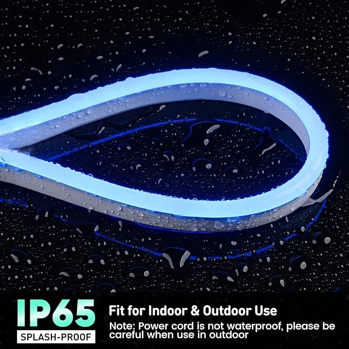GZBtech Flexible LED Neon Rope Lights 16.4FT,AC 110-120V Waterproof Neon Strip Light, 120LEDs/M Cuttable Connectable Rope Lighting for Indoor Outdoor Home Decor/Commercial Building Use-Blue 5M-Ruum Studio Home