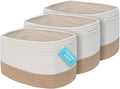OrganiHaus Set of 3 Woven Storage Baskets for Organizing, Cotton Rope Organizer Bins for Shelves, Closet & Nursery, Dog Toy Basket, Decorative Bins for Toys, Towels & Books - 15x10x9, Honey/Off-White-Ruum Studio Home