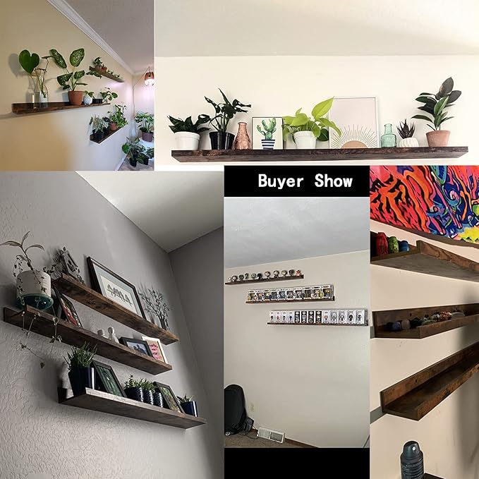 Giftgarden 47 Inch Long Floating Shelves for Wall, Rustic Picture Ledge Large Shelf for Living Room Bedroom Bathroom Kitchen, Set of 3 Different Sizes-Ruum Studio Home