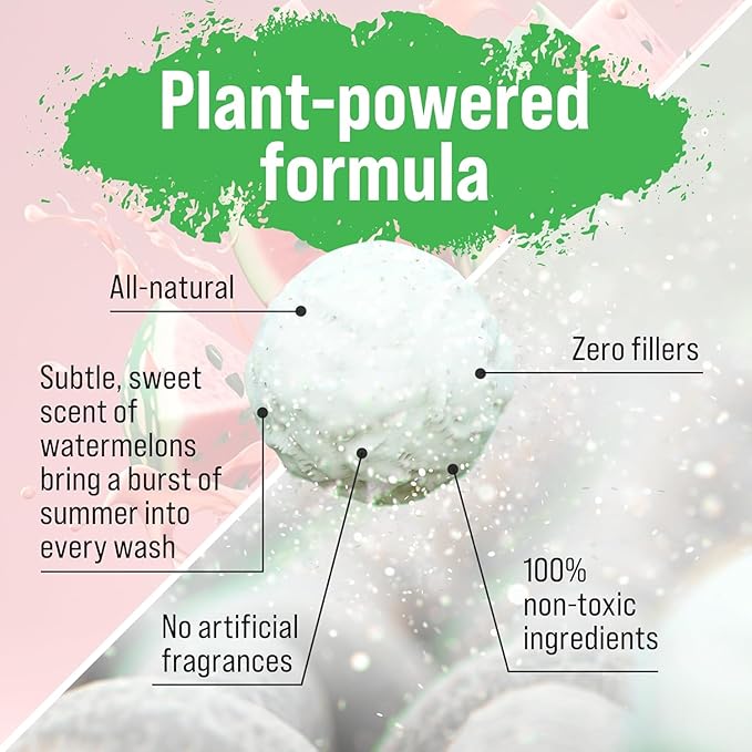 Rockin' Green Classic Rock Laundry Detergent (90 Loads), Plant based, All Natural Laundry Detergent Powder, Vegan and Biodegradable Odor Fighter, Safe for Sensitive Skin, 45 oz (Smashing Watermelons)-Ruum Studio Home