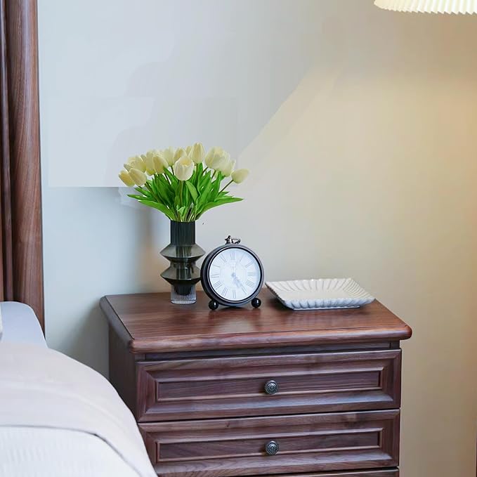 Mandy's Artificial Tulips 12 Stems White PU Faux Flowers for Wedding Home Decor 13.5 Inch-Ruum Studio Home