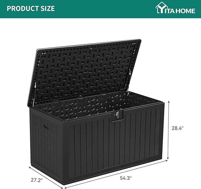 YITAHOME 150 Gallon Double-Wall Deck Box with Side Handles, Outdoor Large Storage for Patio Furniture Cushions, Garden Pool Accessories, Water Resistant & Lockable-Ruum Studio Home