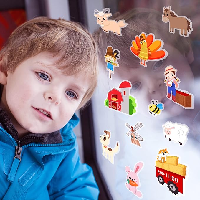 Brand Farm Animal Gel Clings Stickers for Kids, 21PCS Reusable Decals, Wall, Car, Window Decorations, Classroom, Home, Nursery, Party Supplies-Ruum Studio Home