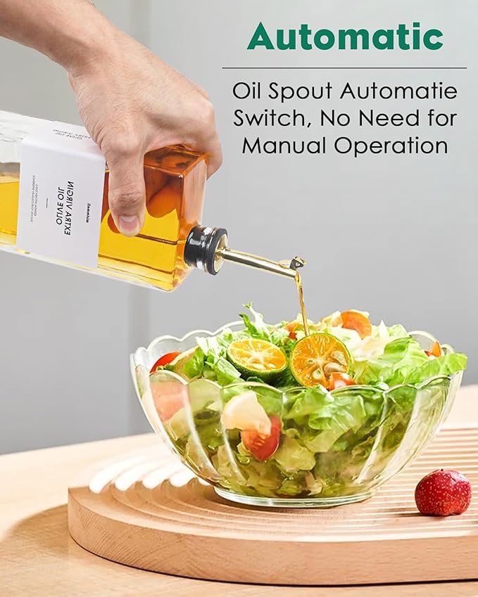 Olive Oil Dispenser For Kitchen, Glass Oil Bottle 500ML Oil And Vinegar Dispenser Set Of 2, Cooking Oil Dispenser With 2 Stainless Steel Pourers & 44 Labels, Soy Sauce Dispenser, Coffee Syrup Bottles-Ruum Studio Home