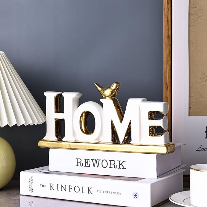 XMGZQ White and Gold Decor for Living Room Bedroom Bookshelf Coffe Table, Home Sign Aesthetic Statues Boho Wedding Accents Decorations, Knick Knacks Home Decor for Shelves,Living Room,Bedroom,Desktop-Ruum Studio Home