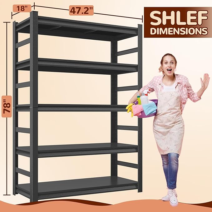 Laundry Shelf,5 Tier Over Washer and Dryer Storage Shelves,Adjustable Easy to Install,Space Saver Laundry Shelf Organizer,Utility Shelves for Balcony (with fence-78 H*18" D*47.24" W)-Ruum Studio Home