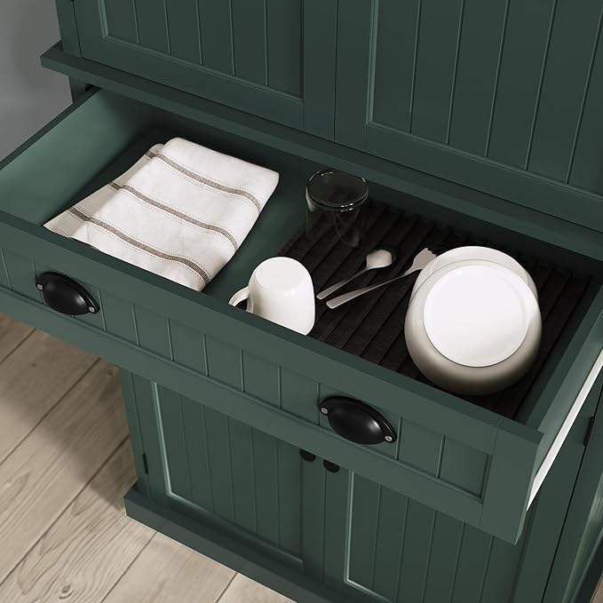 ARTPOWER 72" Tall Kitchen Pantry Storage Cabinet with Drawer and Adjustable Shelves, Pantry Cabinet for Kitchen, Bathroom or Hallway, Green-Ruum Studio Home