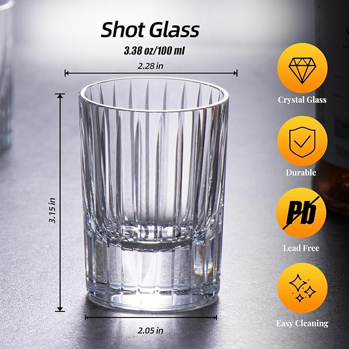 KAMMAK Crystal Whiskey Glasses Set of 2, Handcrafted 3.38oz Liquor Glasses, Luxury Old Fashioned Glasses Stemless, Hand Blown Scotch Cup for Women, Men Barware Gift for Cocktail, Bourbon-Ruum Studio Home