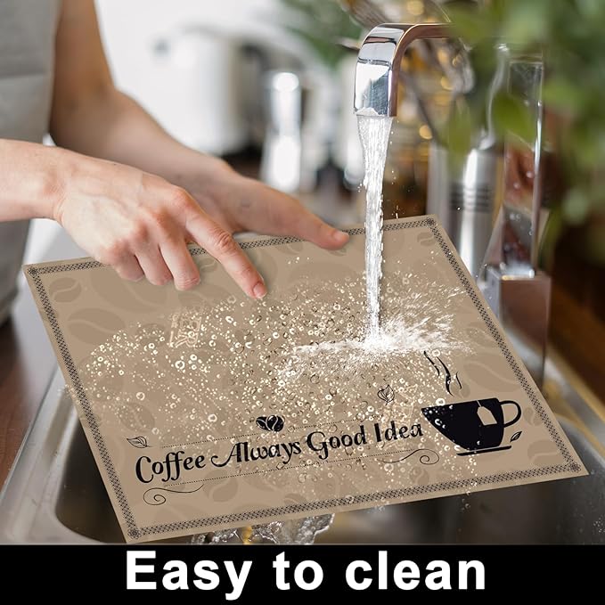 Coffee Bar Placemats Set of 6 Coffee Bar Plastic Table Mats Machine Place Mats Washable Vinyl Accessories Table Decoration for Indoor Outdoor Party Kitchen Dining-Ruum Studio Home