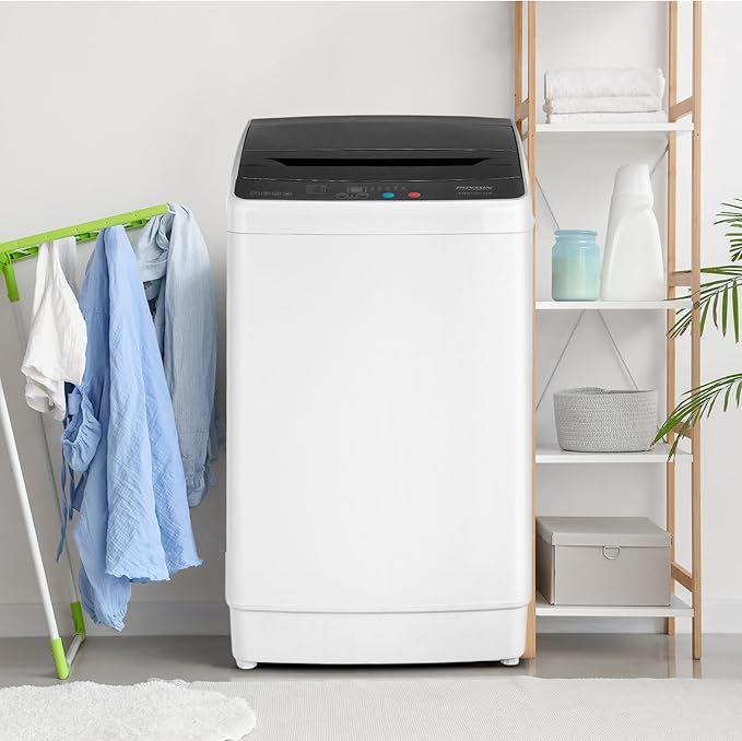 ROVSUN 30LBS Washing Machine, Full-Automatic Portable Washer with Stainless Steel Drum, Electric Laundry Machine, 110V Washer and Spin Dryer Combo with Drain Pump for Home, Apartment, Dorm-Ruum Studio Home