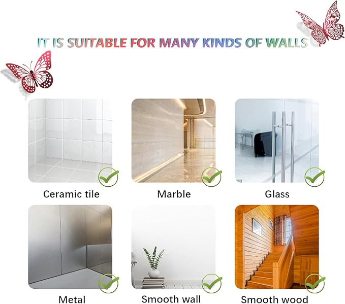 SAOROPEB 3D Butterfly Wall Decor - 48 Pcs, 4 Styles, 3 Sizes - Removable Stickers (Blood Red) for Birthday & Party Celebrations-Ruum Studio Home