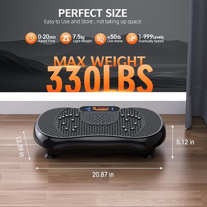 Vibration Plate Exercise Machine, Lymphatic Drainage Machine for Weight Loss, Full Body Workout Vibrate Fitness Platform, Helps Toning Shaping Wellness Home Gyms Workout - Max User Weight 330lbs-Ruum Studio Home