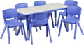 Flash Furniture Emmy Adjustable Classroom Activity Table with 6 Stackable Chairs, Plastic Activity Table for Kids, 23.625" W x 47.25" L, Blue/Gray-Ruum Studio Home