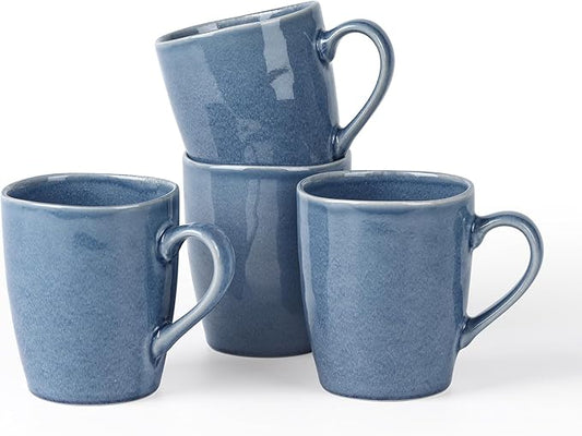 famiware Aurora Coffee Mugs, 14oz Mug Set of 4, Stoneware Mug, Cups for Kitchen, Cappuccino, Latte, Reactive Glaze, Microwave Safe, Scractch-resistant, Lagoon Blue-Ruum Studio Home
