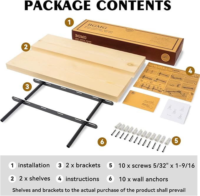 BGMG Wood Floating Shelves for Wall 18 inch, Rustic Wooden Wall Mount Shelves for Bathroom Living Room Bedroom Kitchen Farmhouse Set of 2-18x 6.7 x1.25 inch- DIY-Unfinished-Ruum Studio Home