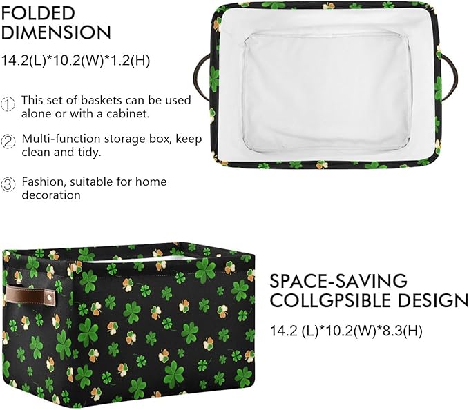 Storage Basket St Patrick's Day Cube Storage Bins Organizer Bag Collapsible Closet Shelf Baskets with handle for Baby Cloth Pet Toy Book 14.2×10.2×8.3 IN-Ruum Studio Home