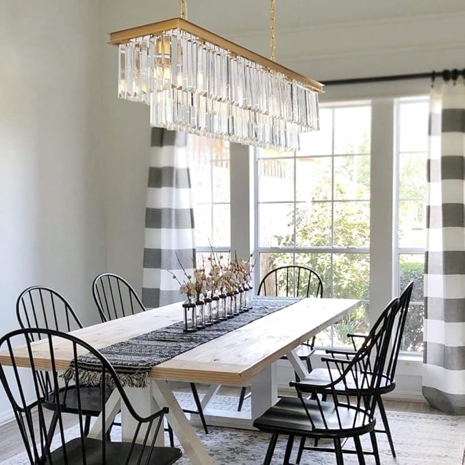 L39.4 W10.2 Gold Rectangle Modern Crystal Chandeliers Lighting Pendant Ceiling Lights Fixture Lamp for Dining Living Room-Ruum Studio Home