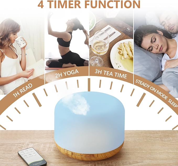 SACATR Essential Oil Diffusers for Home with 36 Oil Diffuser Sets, 500ml Aroma Diffuser for Essential Oils Large Room, Ultrasonic Cool Mist Diffuser Auto Shut-Off 4 Timers 15 Colors (36x5mL)-Ruum Studio Home