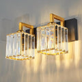 Modern Bathroom Vanity Light 2-Lights Black Gold Crystal Wall Lamp Bathroom Modern Crystal Vanity Lighting-Ruum Studio Home