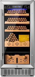Electric Cigar Humidor,15 Inch Upgraded Large Capacity Electric Cigar Cabinet with Powerful Compressor, Digital LED Screen, Safety Lock,Smart Temperature Control,Father's Day Gift for Men-Ruum Studio Home