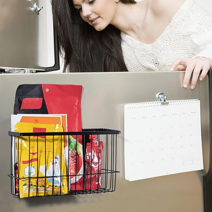 dedoot Magnetic Holder Locker Strong Black Mesh Holder Magnetic Basket Organizer Shelf Rack for Whiteboard,Fridge, Sponge, Recipe, Beverage ,Refrigerator ,Office File Foil,10.25x 3.6x 6 inches-Ruum Studio Home