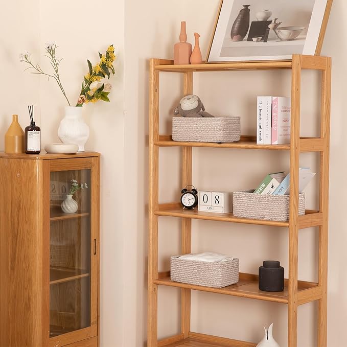 3 Pack Small Storage Baskets for Organizing, Cute Woven Decorative Gift Baskets for Shelves, Mini Closet Organizer Bins with Handles, 11.81''Lx7.87''Wx4.72''H-Brown-Ruum Studio Home