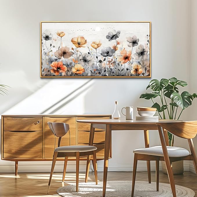 ZUITINGHUA Large Wood Framed Wall Decor For Living Room Canvas Wall Art For Office Modern Wall Decorations For Bedroom Flowers Landscape Paintings Farmhouse Pictures Artwork Home Decor 24x48 In-Ruum Studio Home