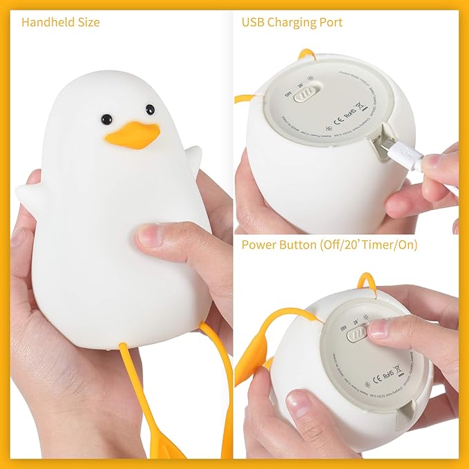 YuanDian Cute Duck Night Light, Gifts for Women Teen Girls Baby,Night Lights for Kids Bedroom Kawaii Room Decor, Cute Christmas Seagull Silicone Nightlights for Children Toddler.-Ruum Studio Home