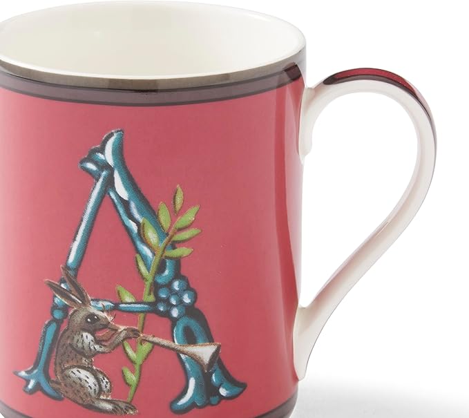 Spode Kit Kemp Alphabet Mug - Letter A Monogram in Fine China, 12oz Ceramic Coffee Cup for Hot Drinks, Personalized Drinkware for Unique Gifts, Dishwasher Safe Tea or Coffee Mug - Gift Box Included-Ruum Studio Home