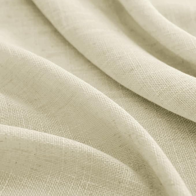 Joydeco Linen Curtains 96 inches Long 2 Panels Set,Light Filtering Curtains for Living Room Bedroom, Window Long Drapes with Rod Pockets Back Tab (W52 x L96 Inch, Natural)-Ruum Studio Home