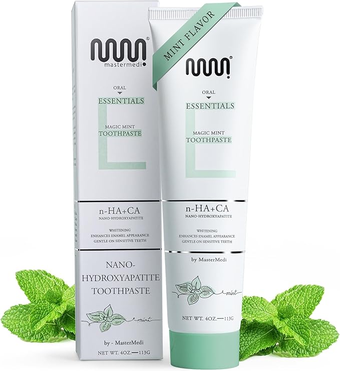 MasterMedi Nano Hydroxyapatite Toothpaste – Fluoride Free, SLS Free, for Sensitive Teeth, Whitening, Enamel Remineralization, Magic Mint, Dentist Recommended, 4 oz (Pack of 1)-Ruum Studio Home