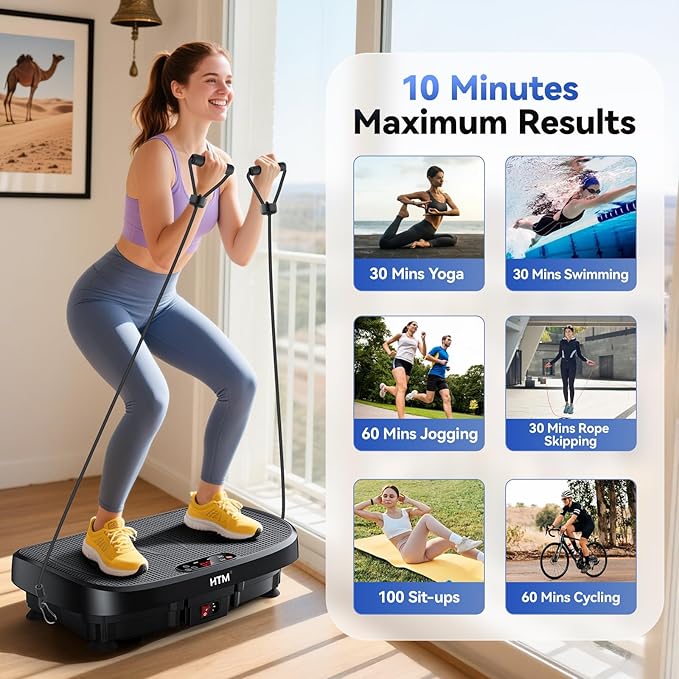 Vibration Plate Exercise Machine - 330lbs Weight Capacity, 120 Speed Levels, 5 Program Modes - Full Body Workout for Home Fitness, Toning & Wellness, LED Display, Low Noise Motor-Ruum Studio Home