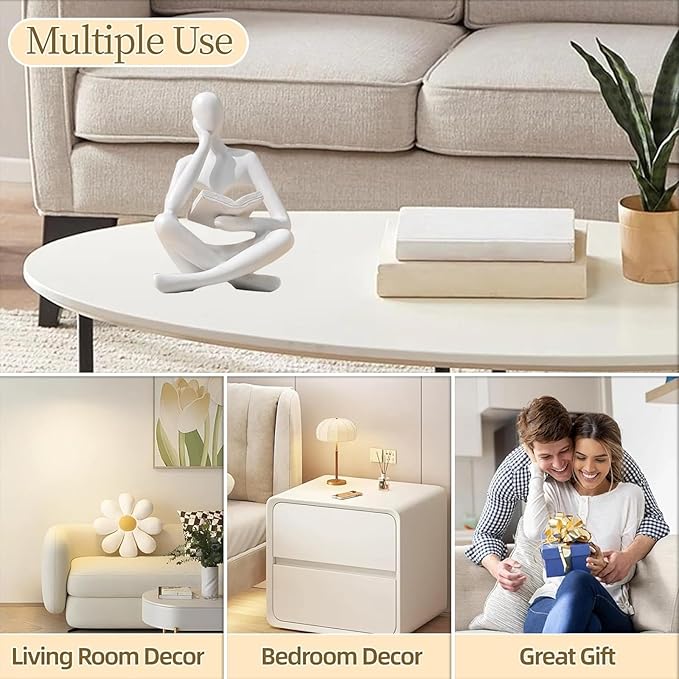 Bookshelf Decor Thinker Statue - Abstract Style Thinker Sculptures Modern Aesthetic Figurine Decoration Statues for Home Decor-Zuo Si-White-Ruum Studio Home