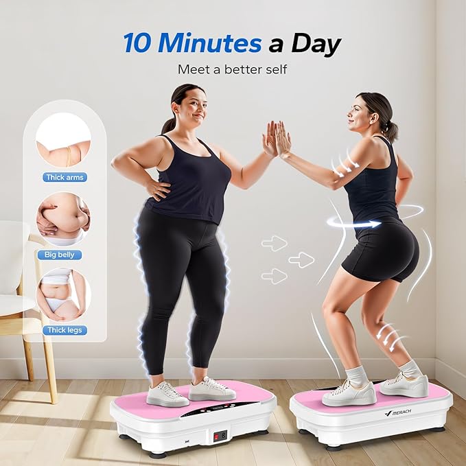 MERACH Vibration Plate Exercise Machine, Vibration Plate for Lymphatic Drainage Weight Loss, Vibrating Plate Exercise Machine with Bluetooth and LED Display, Workout Equipment for Women Men Home-Ruum Studio Home