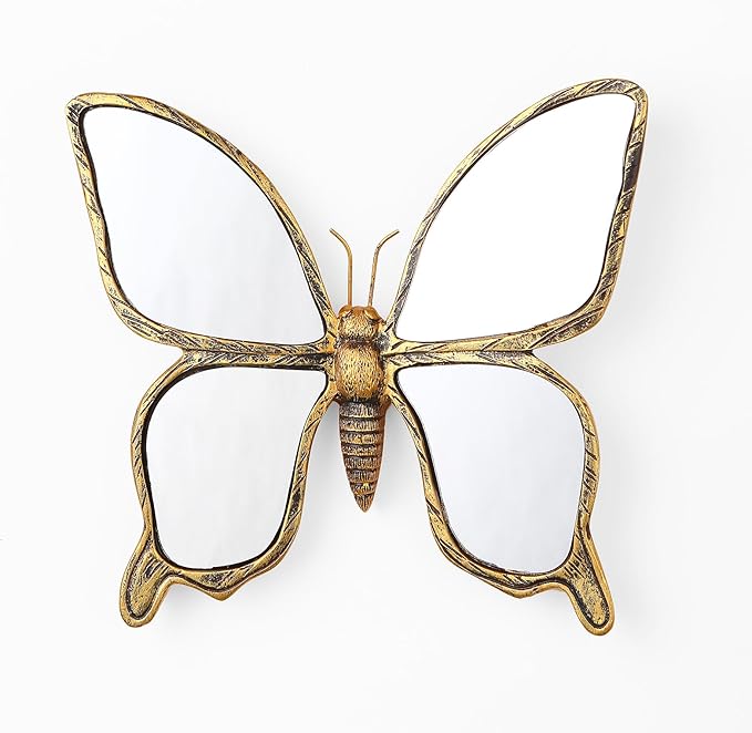 Decorative Bug Insects Animals Beetle Mirrors - Gold Resin Butterfly Glass Wall Decor, Perfect for Victorian and European Themed Homes-Ruum Studio Home