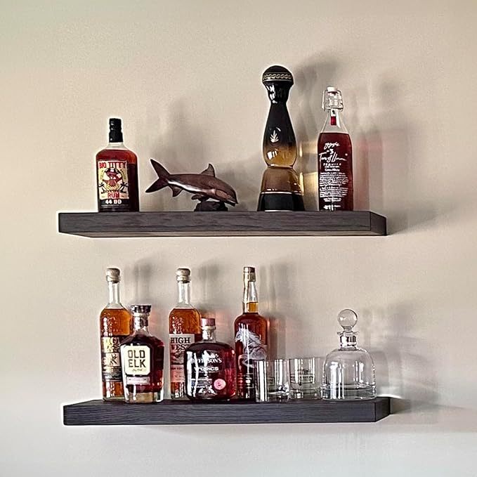 joelsantiques - 36 Inch Wooden Floating Shelves for Wall - 36x8x2 in - Made of Natural Wood - Heavy Duty Rustic Wall Shelves for Bedroom - Perfect for Living Room, Kitchen - Black-Ruum Studio Home