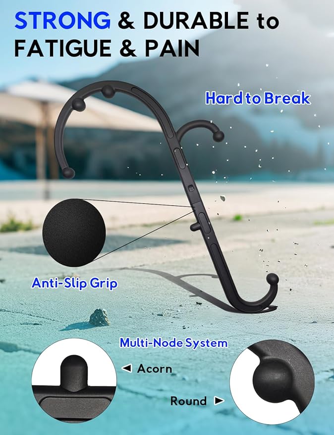Deep Tissue Massage Cane - Handheld Back & Neck Massager for Muscle Pain Relief, Trigger Point Therapy, Shoulder Knot Remover - Muscle Relaxation Tool for Home Office Travel - Self Massage Stick-Ruum Studio Home