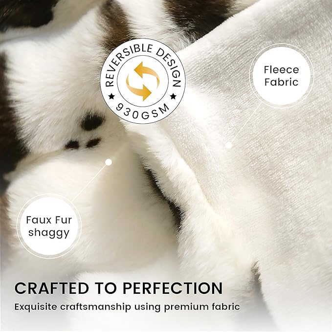 Cow Print Faux Fur Throw Blanket for Couch, Soft & Plush Fuzzy Blanket for Sofa, Bedroom, Living Room, Super Soft Warm for Adults Kids Girl Gifts Bedroom Couch Sofa Travel,50x60 Inches Black Brown-Ruum Studio Home