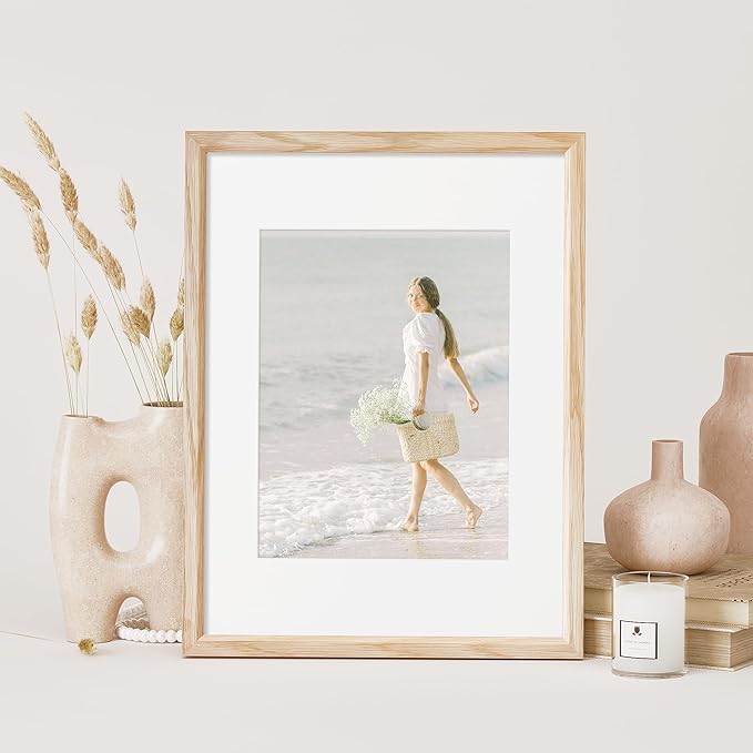 12x16 Picture Frame Natural Solid Oak Photo Frames with 8.5x11 Removable Mat Wall Hanging Large Handcrafted Frame with HD Plexiglass Wall and Tabletop Display Large Poster Frame-Ruum Studio Home
