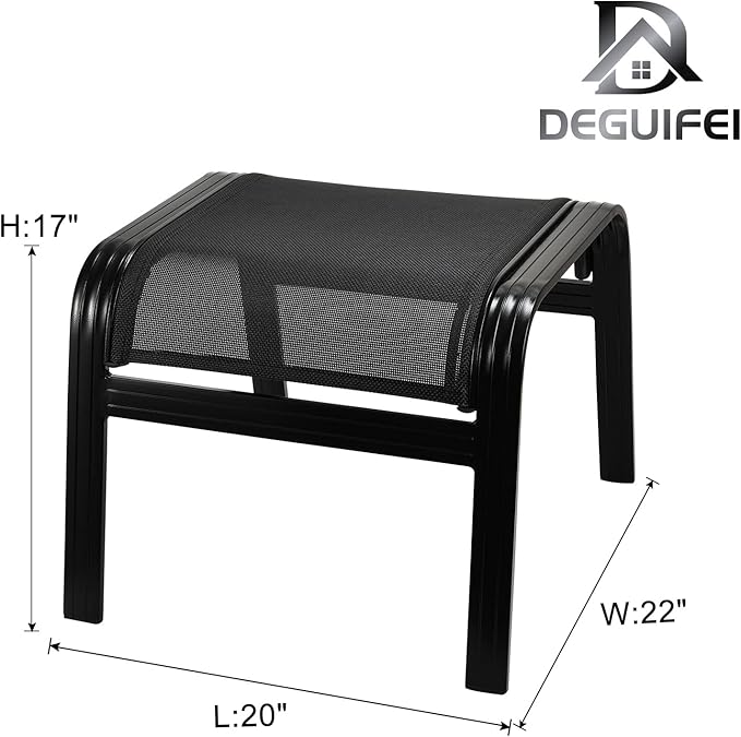 Patio Footstools Outdoor Foot Rest Aluminum Patio Ottomans Portable Seat Wicker Furniture Stackable Ottoman 2 Pieces Black-Ruum Studio Home